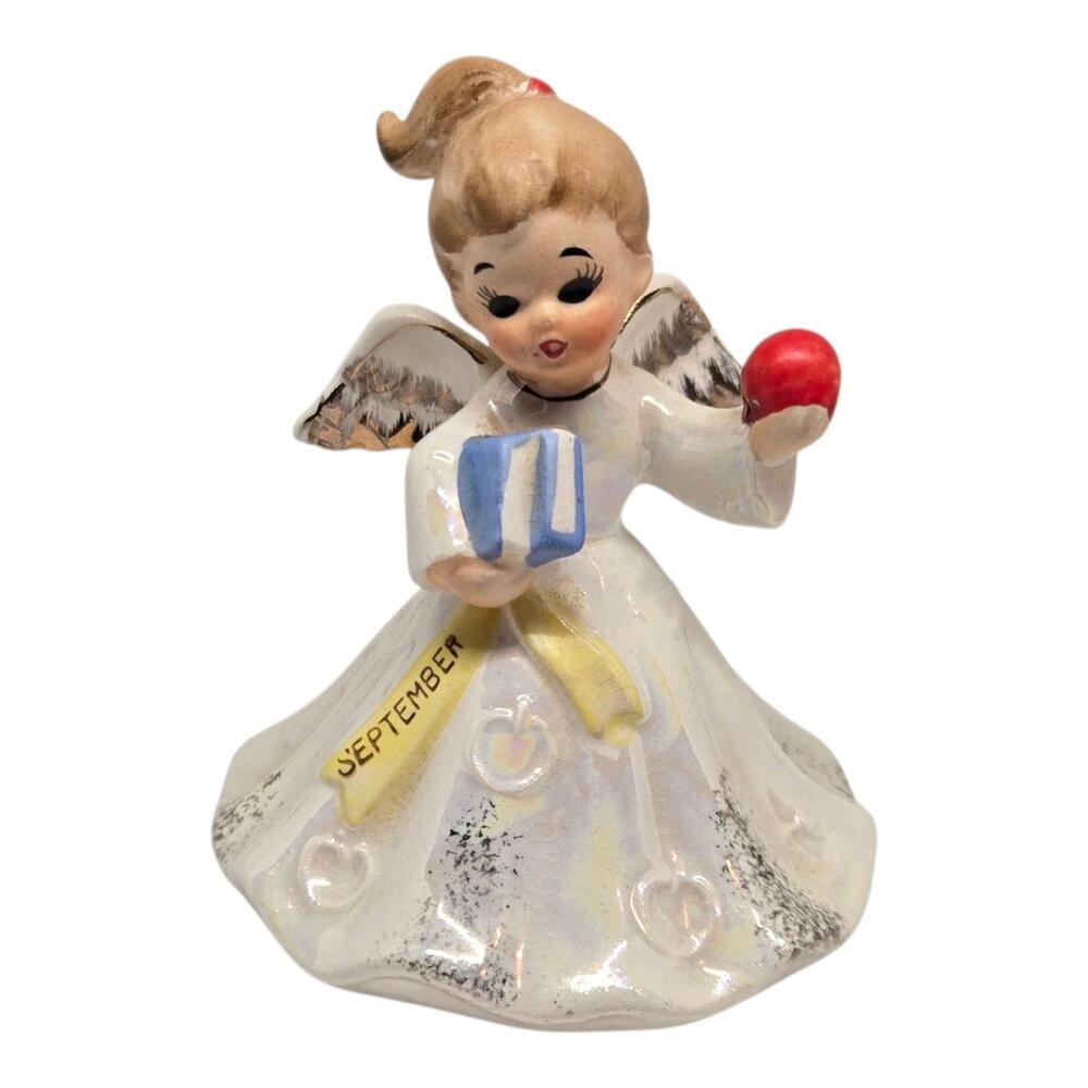 SEPTEMBER Norcrest Girl Birthday Angel, F-15, with School Books & Apple